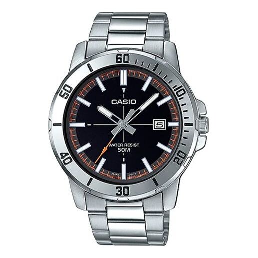 

Часы CASIO Stainless Steel Strap Quartz Waterproof Mens SilverBlack Analog, черный