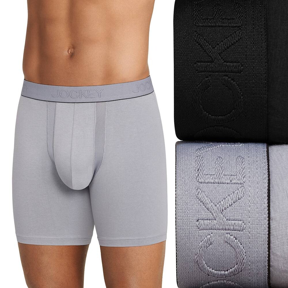 

Big & Tall Jockey Big Man - комплект из двух трусов-боксеров с защитой от натирания, цвет Gray Black