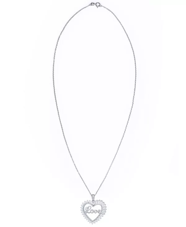 

Ожерелье с подвеской в виде сердца «любовь» из кубического циркония в изящной серебряной пластине Macy'S, silver
