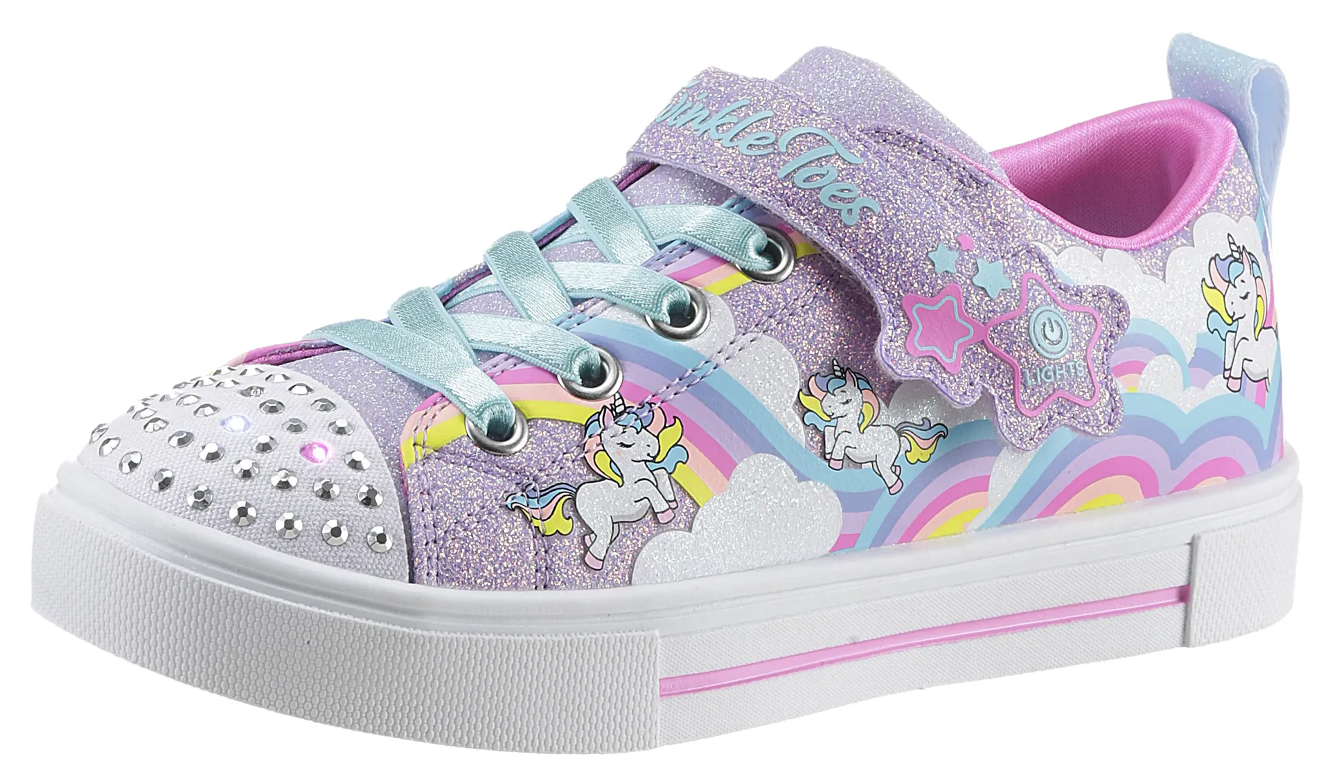 

Детские кроссовки Skechers "TWINKLE Sparks - JUMPIN CLOUDS", со стразами, повседневная обувь, полуботинки, туфли на шнуровке Skechers Kids, цвет Lavendel-Multi
