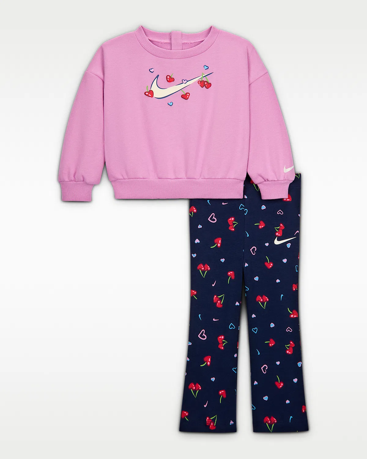Детский комплект (12-24M) Crew и леггинсы Nike Cherry, Midnight Navy