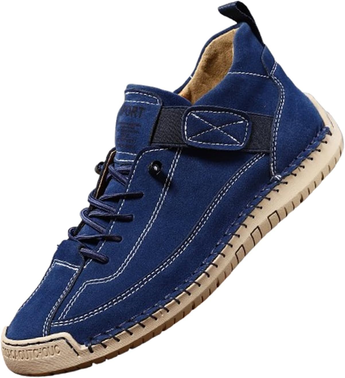 

Удобные ортопедические кроссовки для женщин и мужчин, ручная работа, кожаные, мягкие, комфортные повседневные лоферы на плоской подошве Generic, темно-синий