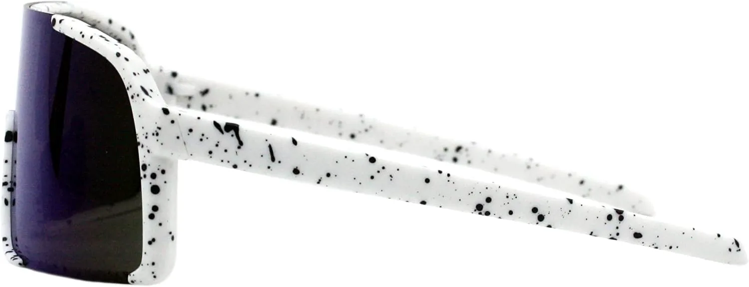 

Спортивные солнцезащитные очки PASTL Sporty Shield с увеличенными квадратными полуободковыми зеркальными линзами и защитой от УФ-излучения UV400, White (Blue Mirror)