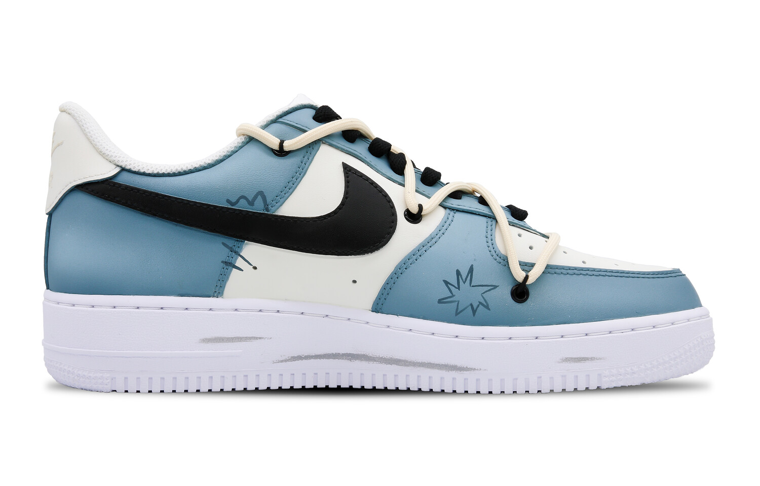 

Кроссовки Nike Air Force 1 Skateboarding Shoes Women's Low-top Off White, голубой, Синий, Кроссовки Nike Air Force 1 Skateboarding Shoes Women's Low-top Off White, голубой