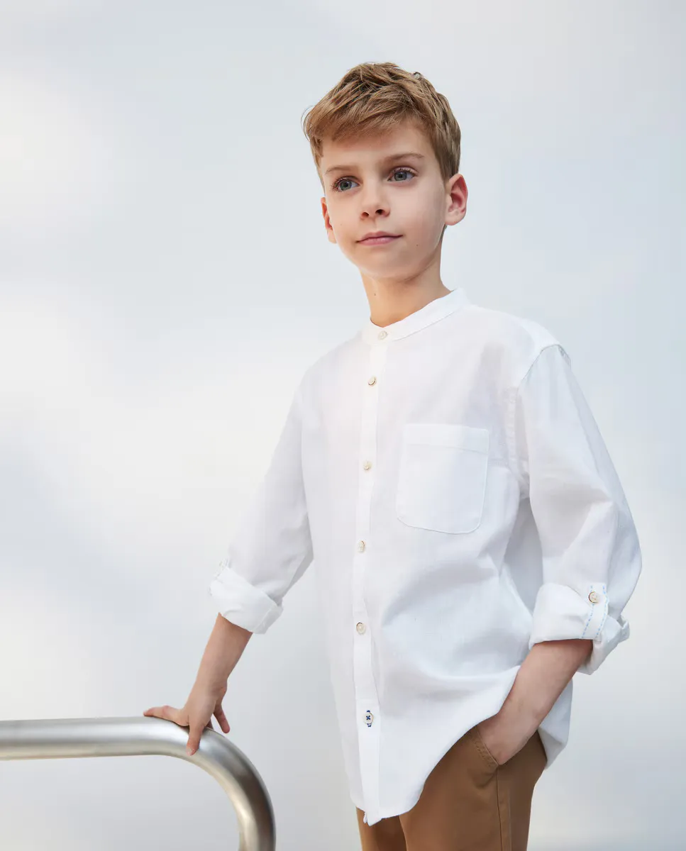 

Рубашка для мальчика с мандариновым воротником Kids El Corte Inglés, белый