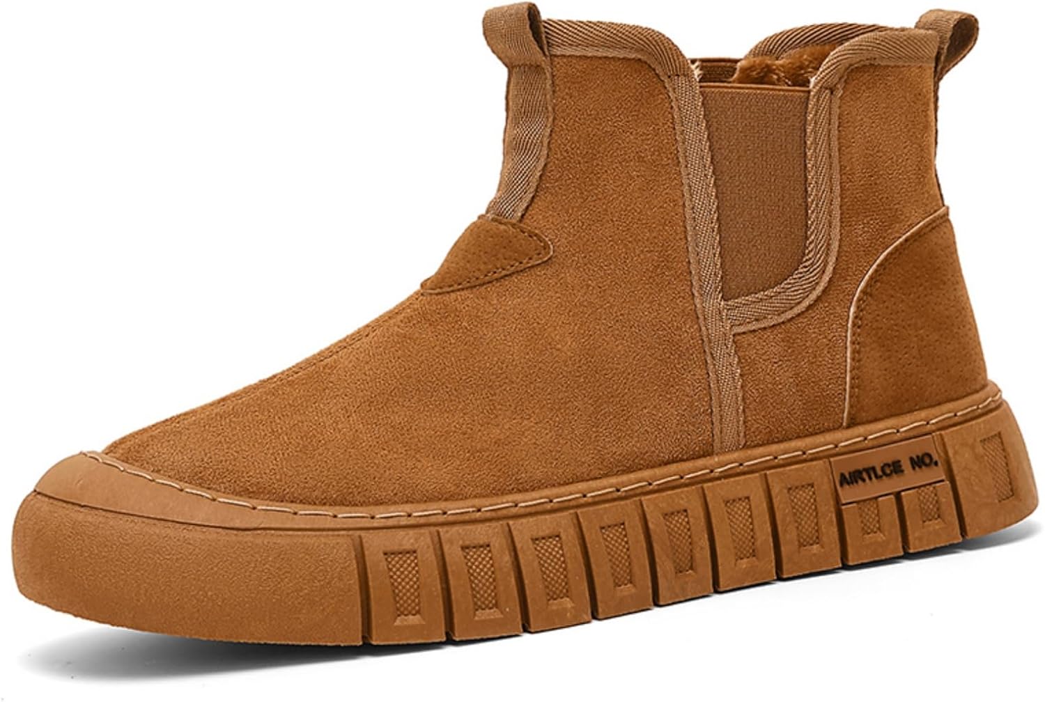 

Мужские зимние ботинки с флисовой подкладкой: замшевая текстура, эластичная боковая вставка, толстая амортизирующая подошва, мягкая теплая подкладка- идеально подходят для повседневной носки в холодную погоду Khwfjas, коричневый