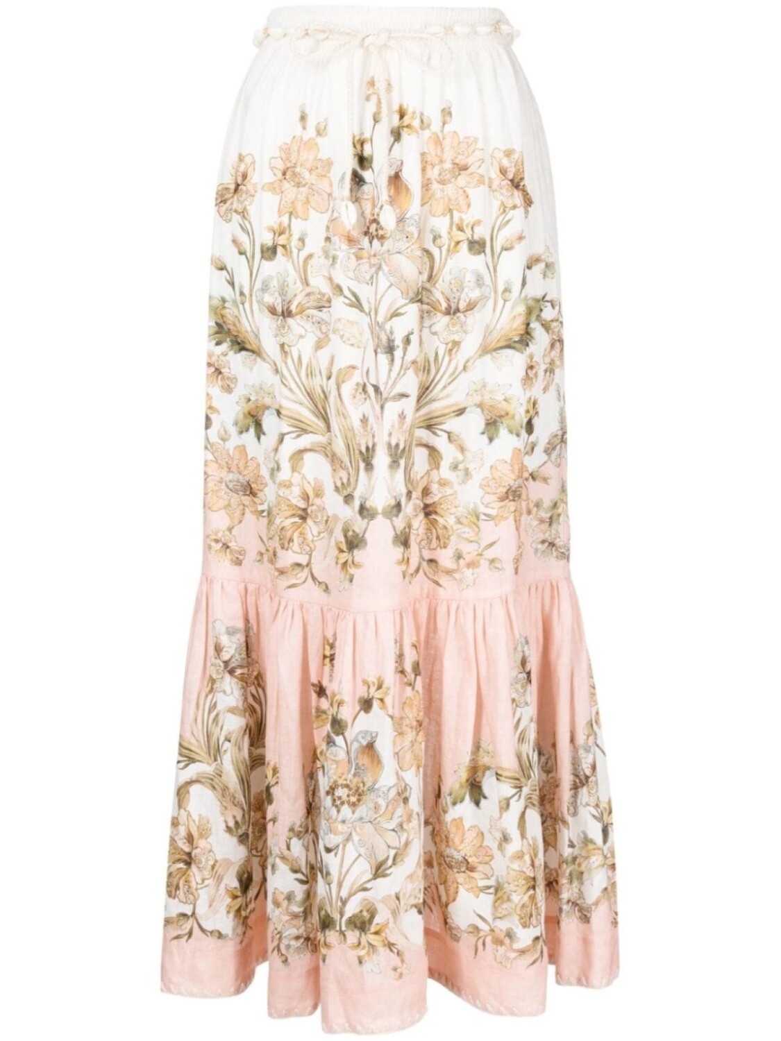 

ZIMMERMANN ярусная юбка миди Chintz, розовый