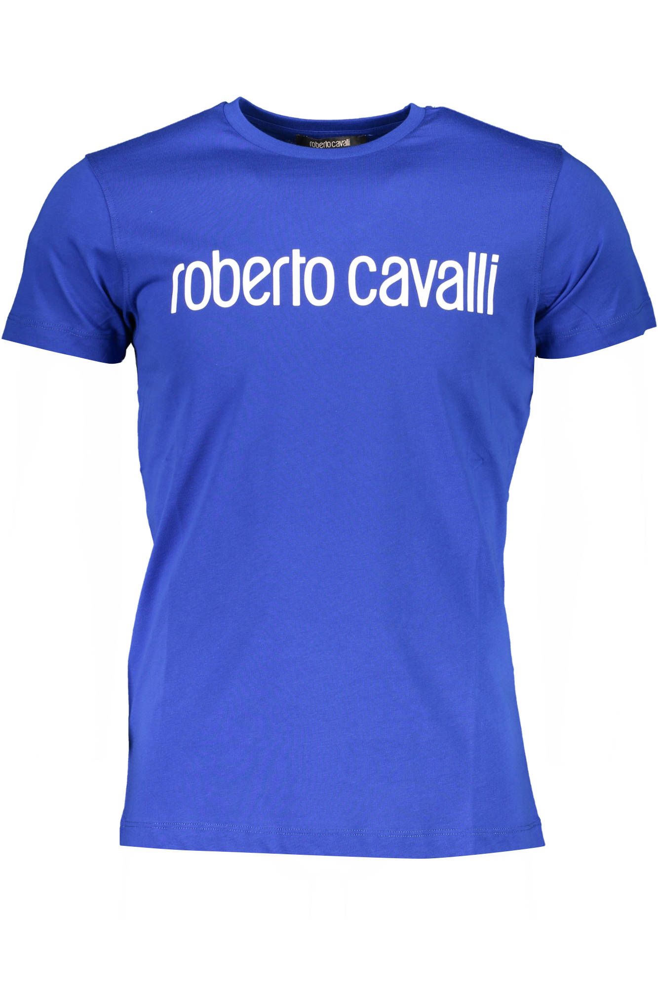 

Синяя хлопковая мужская футболка Roberto Cavalli