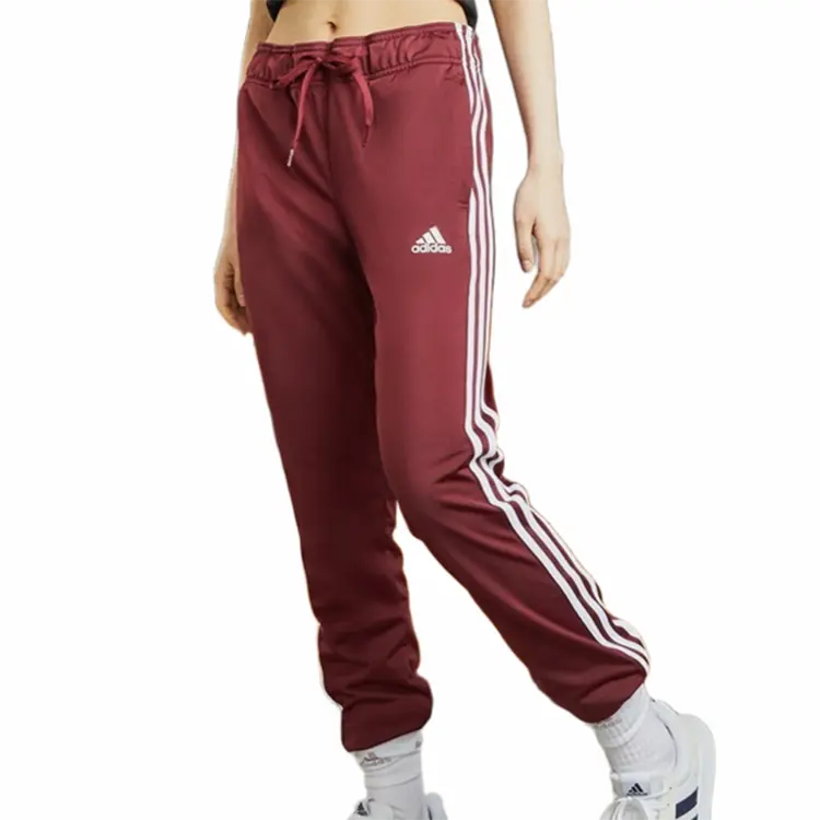 Женские повседневные брюки Adidas темно-красные — фото 4