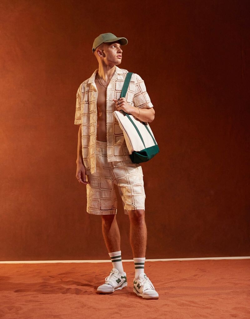 

Бежевые кружевные бриджи крючком ASOS DESIGN Premium — часть комплекта