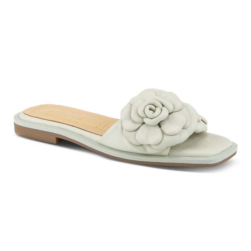 Женские кожаные шлепанцы с цветочным узором Spring Step Domonique, цвет Mint Green