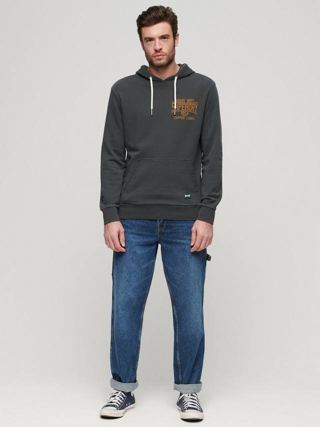 Хлопковая толстовка с медной этикеткой Superdry, цвет Washed Black — фото 3