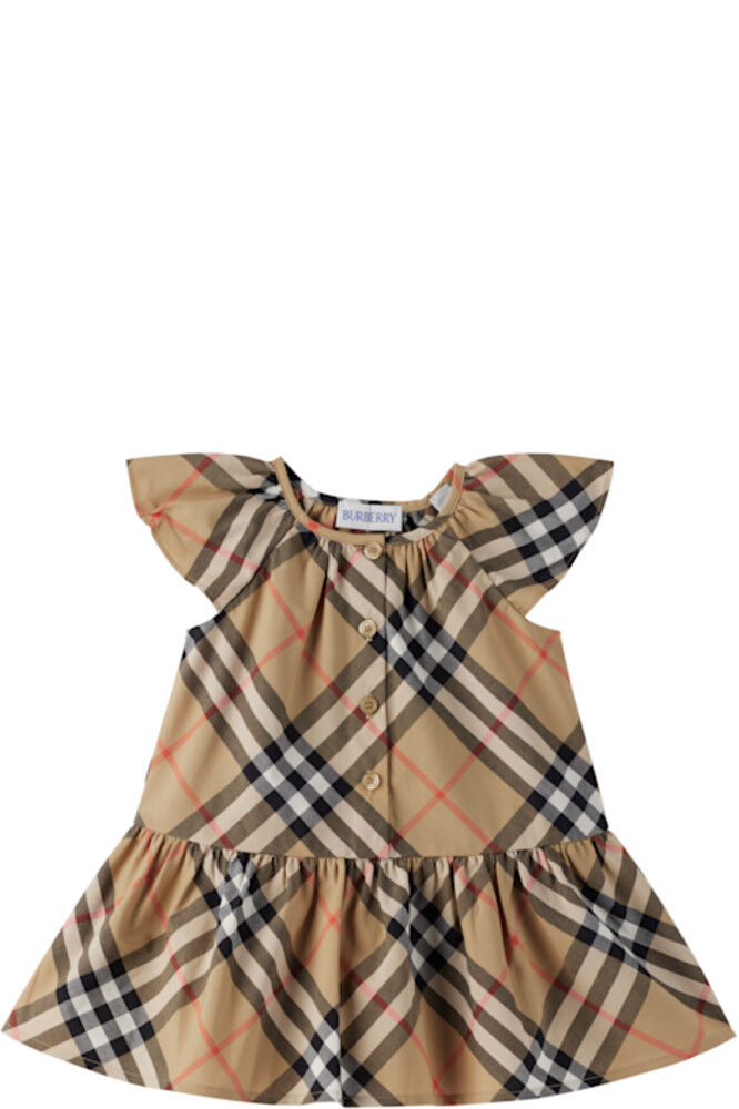 

Платье из хлопка в бежевую клетку Burberry