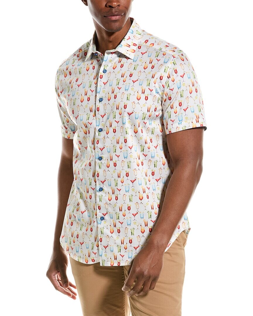 

Тканая рубашка классического кроя Robert Graham Mixer, белый