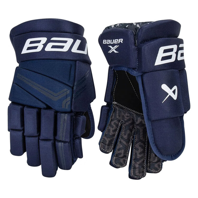 

BAUER S24 New Model X детские, юниорские и взрослые хоккейные перчатки, начальный уровень защиты, взрослые 36 см, темно-синие