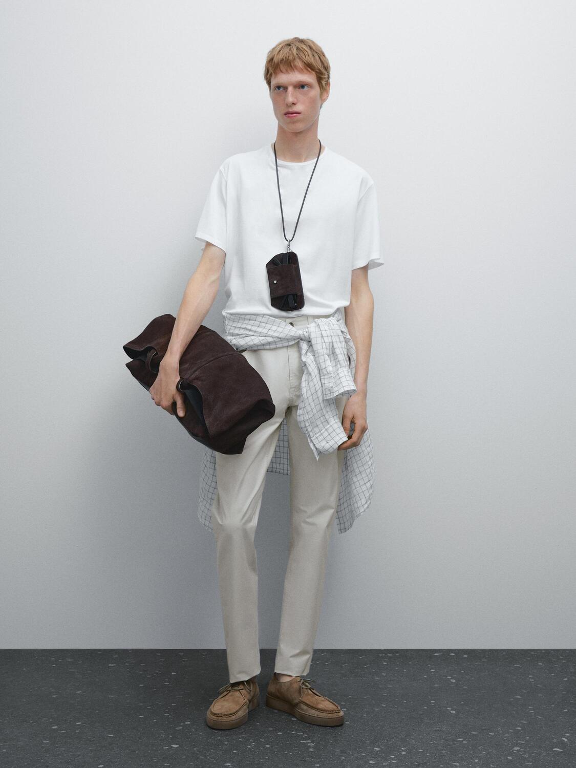 

Легкие зауженные брюки с эффектом денима Massimo Dutti, Ice