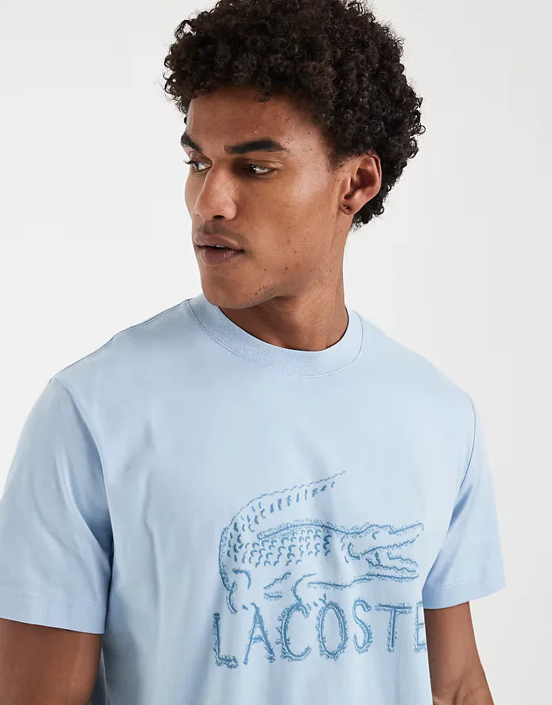 Футболка Lacoste с графическим логотипом в виде песка, синий — фото 3