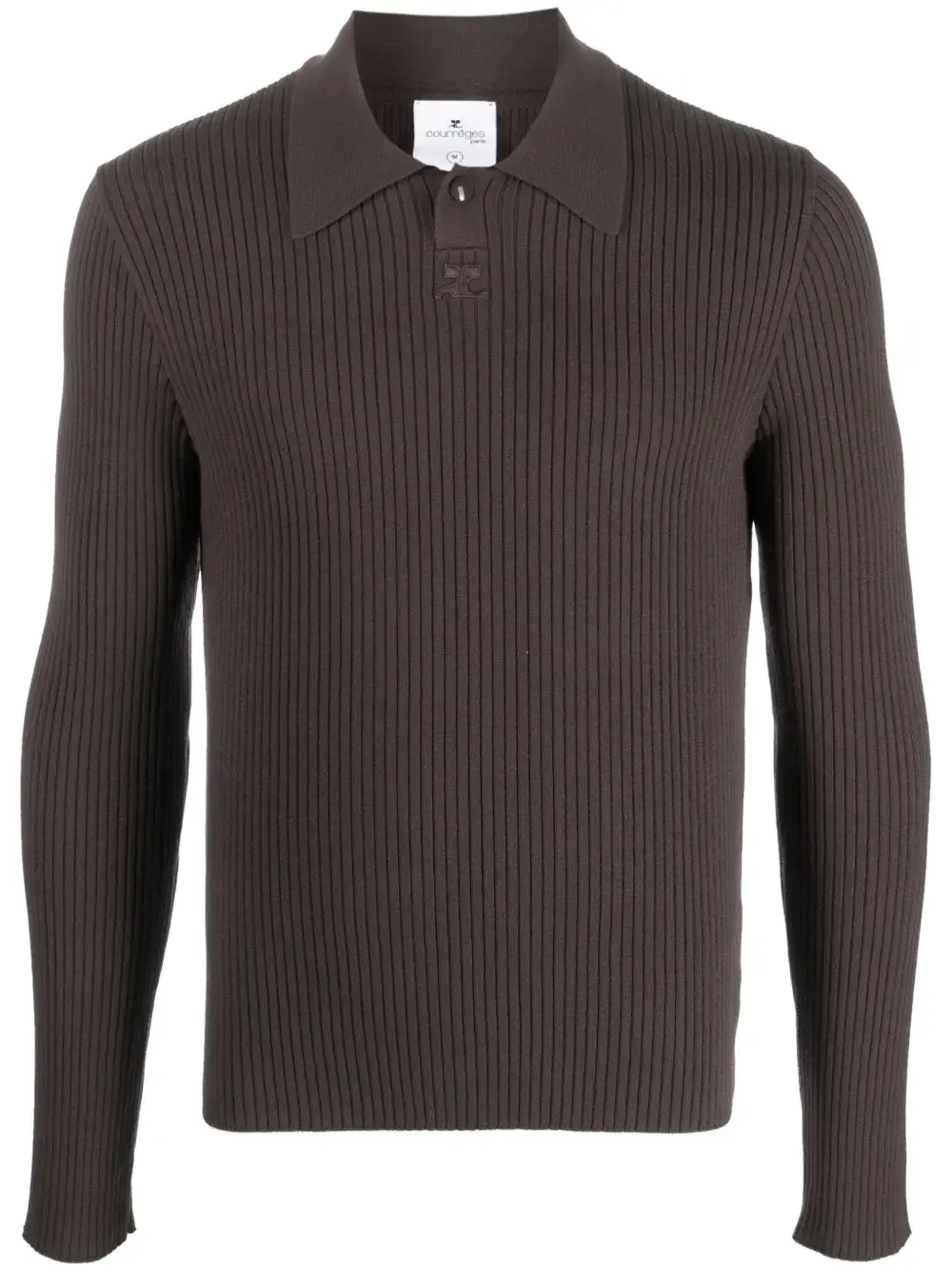 

Рубашка поло в рубчик с нашивкой-логотипом Courrèges, коричневый