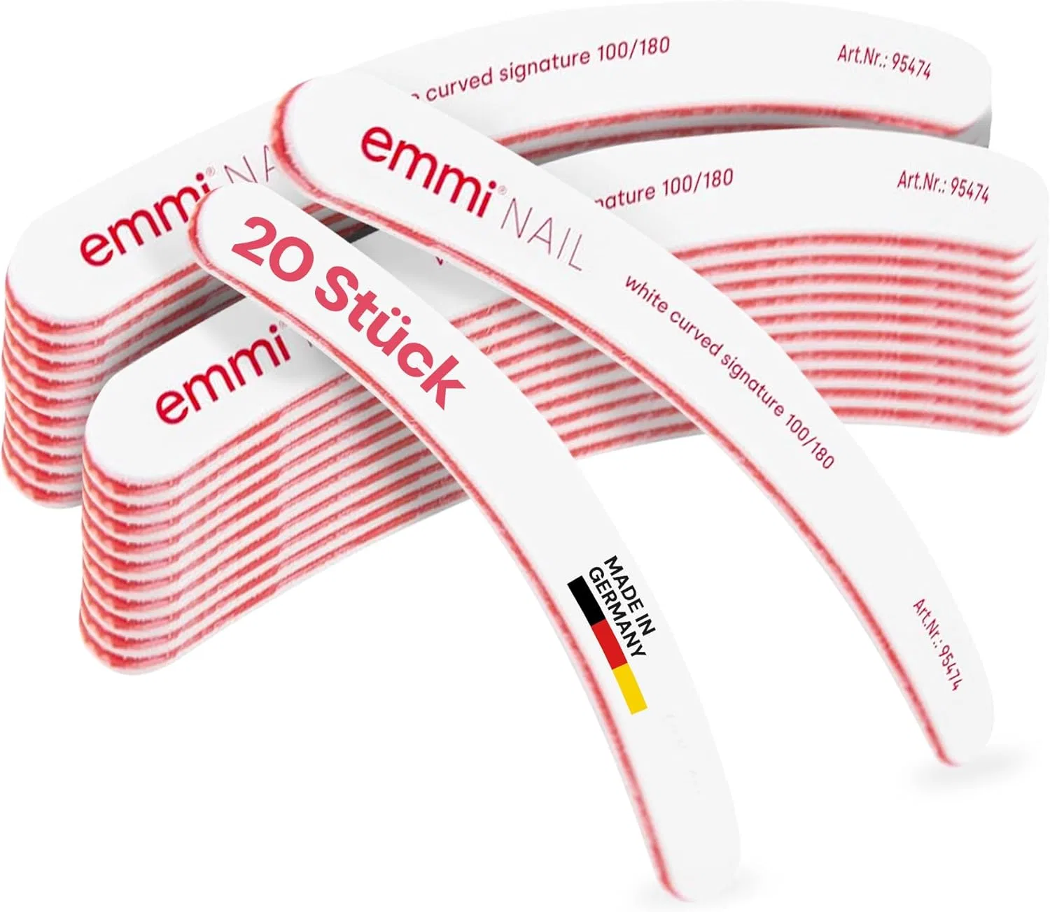 Эргономичные пилки для ногтей «White Curved Signature» 100/180 от Emmi-Nail, 20 шт. Emmi Nail