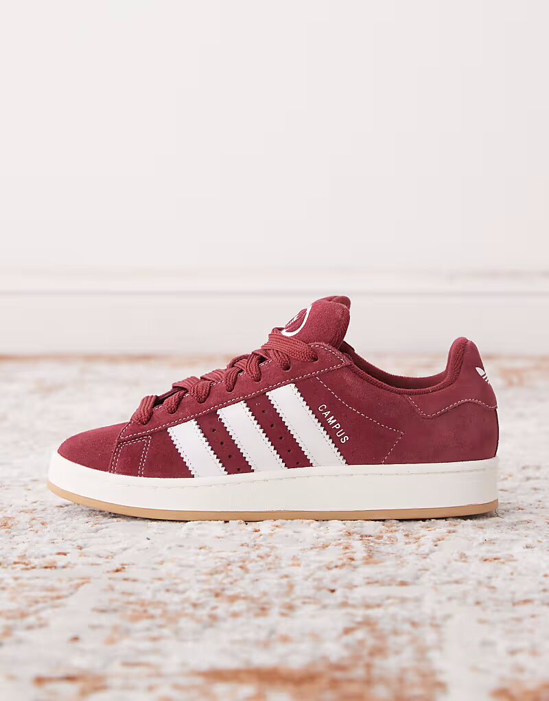 Кроссовки Adidas Originals Campus 00s с резиновой подошвой бордового и белого цветов — фото 2