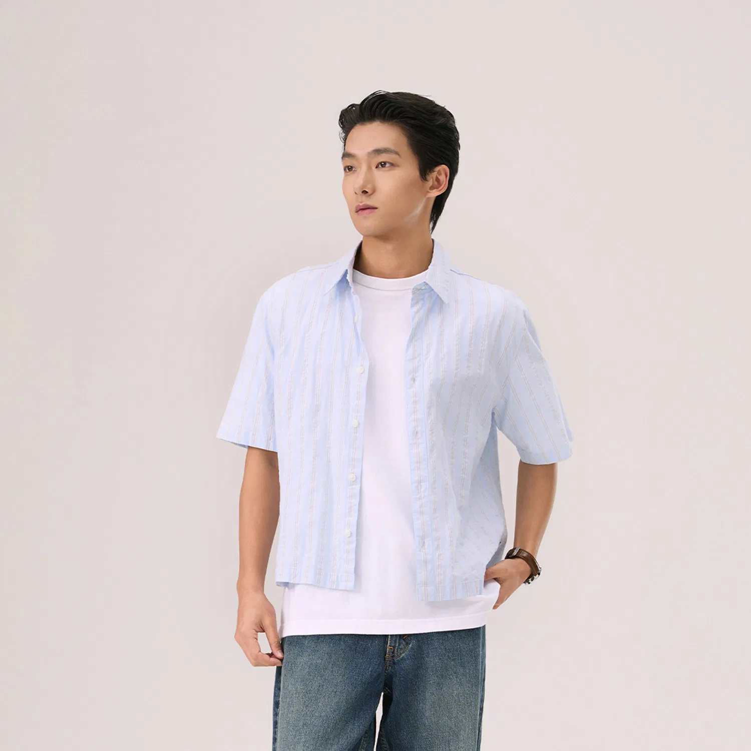 Рубашка мужская light blue, с острым воротником, умеренная Levis — фото 4