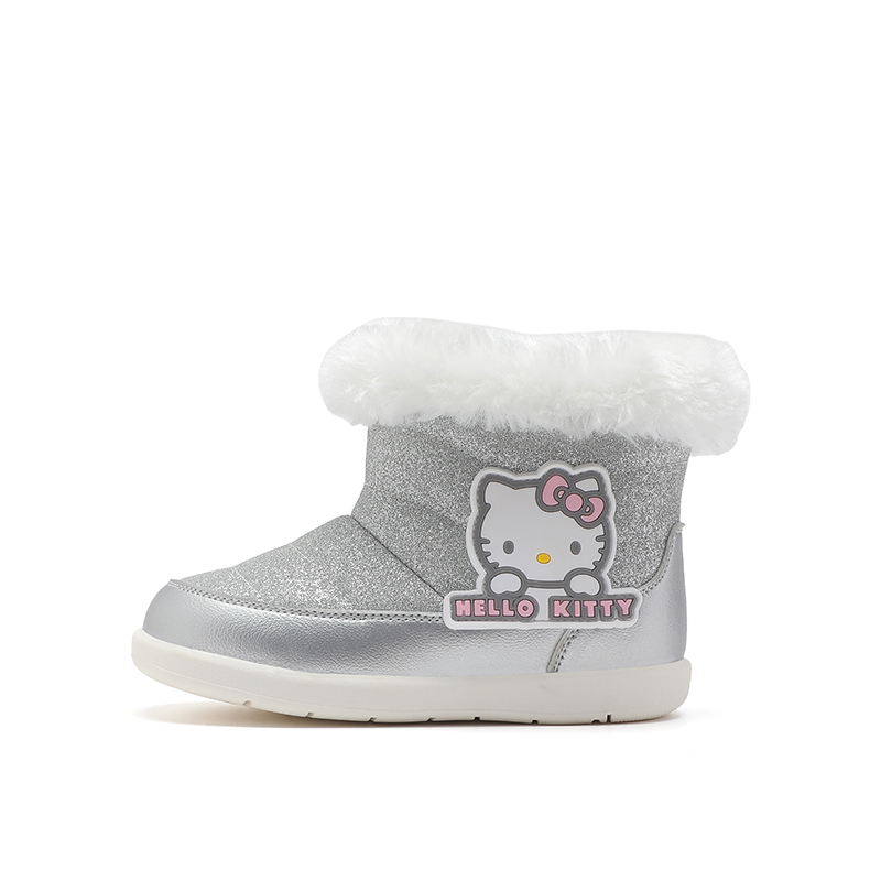 

Hello Kitty Hello Kitty Anti Kick лёгкие амортизирующие утеплённые Mid top детские хлопковые ботинки Sanrio, серебряный