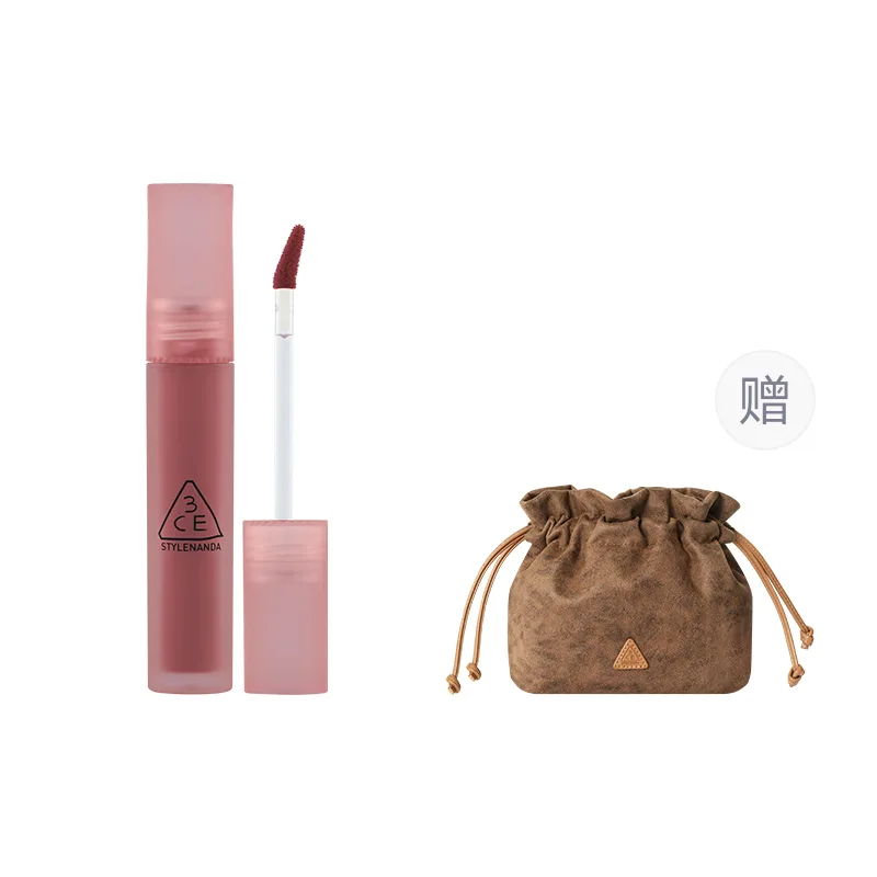 3CE Бальзам для губ матовый, стойкий, не оставляет следов, #LAYDOWN "Ulong Milk Tea"+Makeup Bag — фото 4