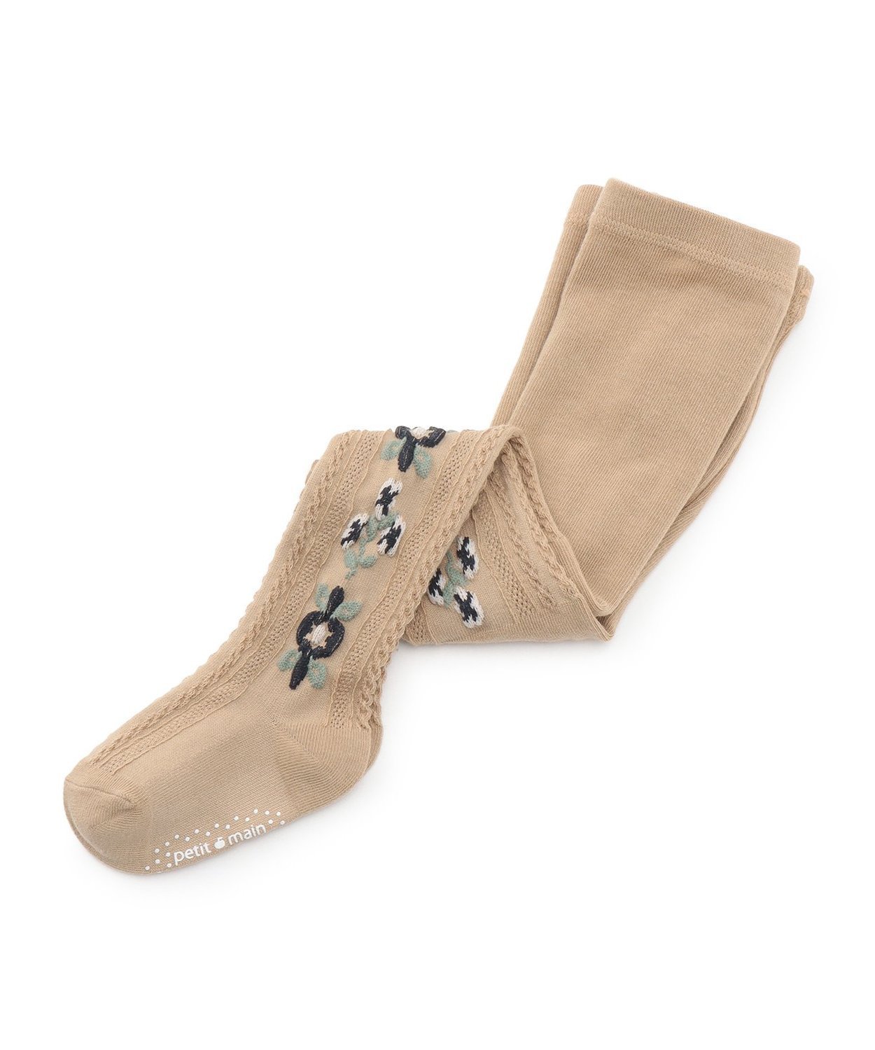 Колготки с цветочным жаккардом Petit main, Beige