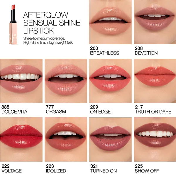 Увлажняющий бальзам для губ Afterglow Sensual Shine Lipstick Nars, цвет truth dare — фото 4