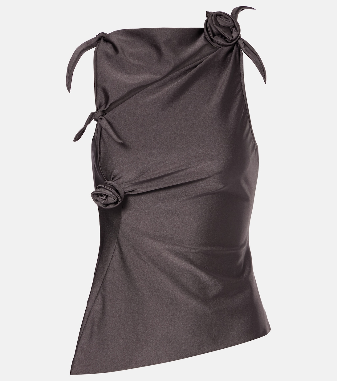 

Сатиновый топ с цветочной аппликацией Coperni, Grey Petra