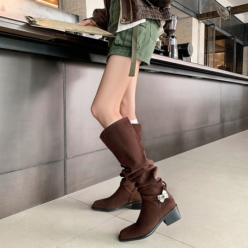 Yeezyy Reezy Женские полусапоги на каблуке 5 см цвет кофе, цвет Coffee — фото 3