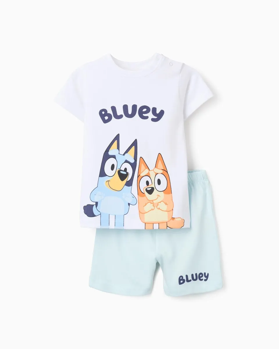 

Пижама для мальчика, 100% хлопок, с рисунком Блуи и Бинго Zippy, белый/синий