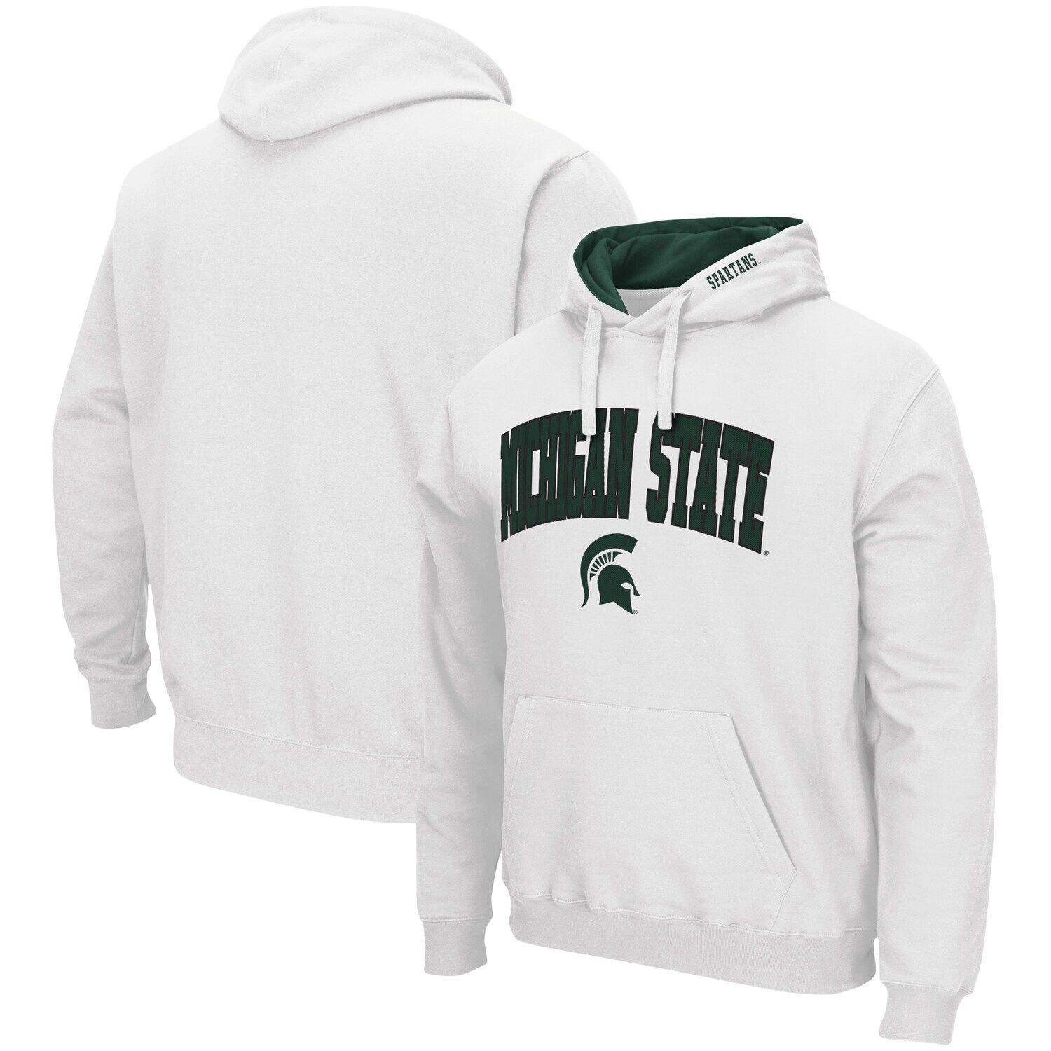 

Мужской белый пуловер с капюшоном Michigan State Spartans Arch & Logo 3.0 Colosseum
