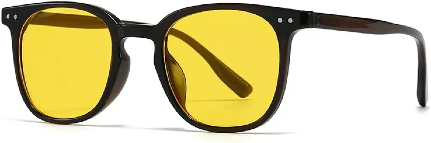 

Модные солнцезащитные очки для женщин, солнцезащитные очки UV400 в стиле ретро с градиентом, мужские солнцезащитные очки с заклепками TVTBBVV, Dark Brown Yellow