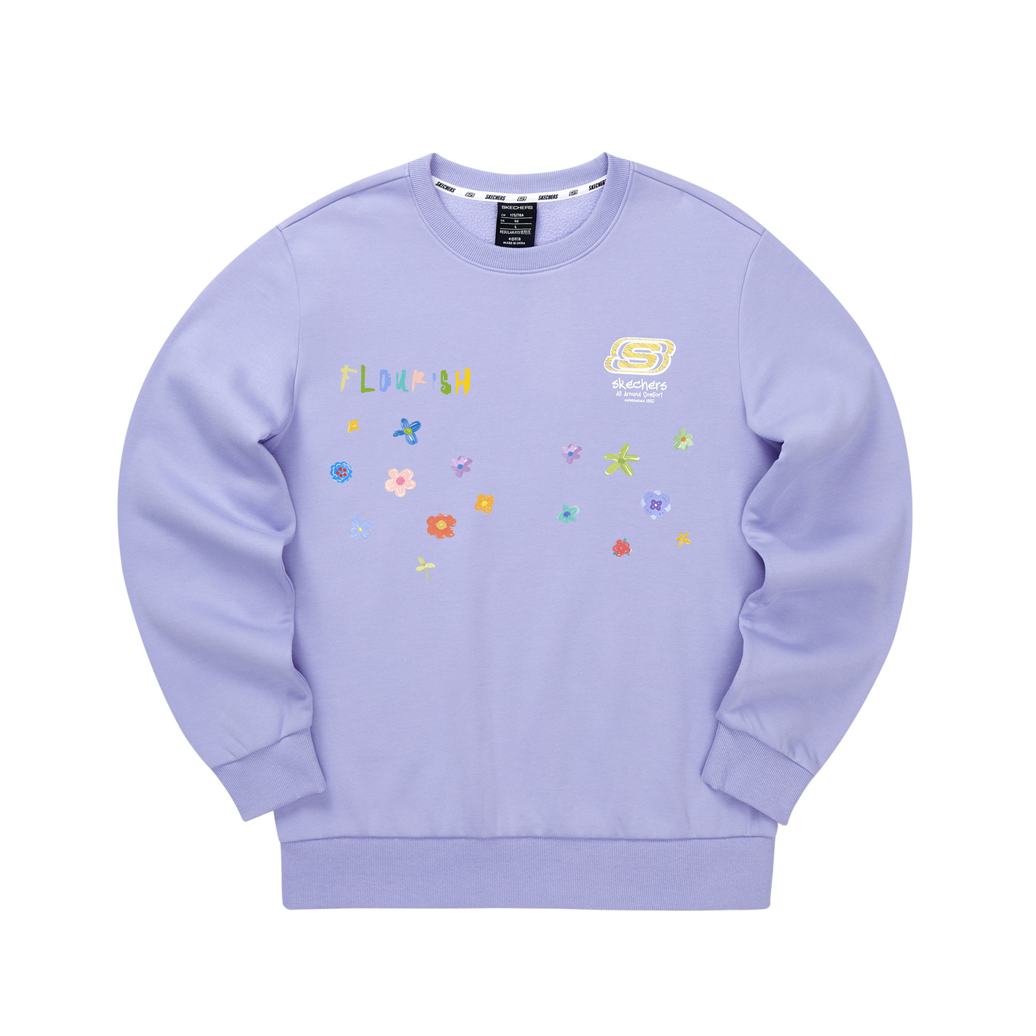 

Повседневные свитшоты, утепленные флисовые унисекс Skechers, светло-фиолетовый