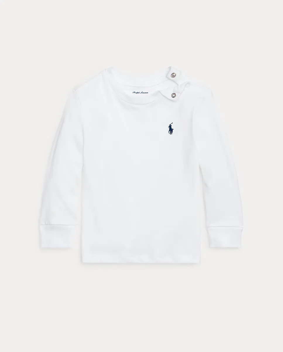 

Хлопковая футболка для мальчика с вышитой лошадью Polo Ralph Lauren, белый