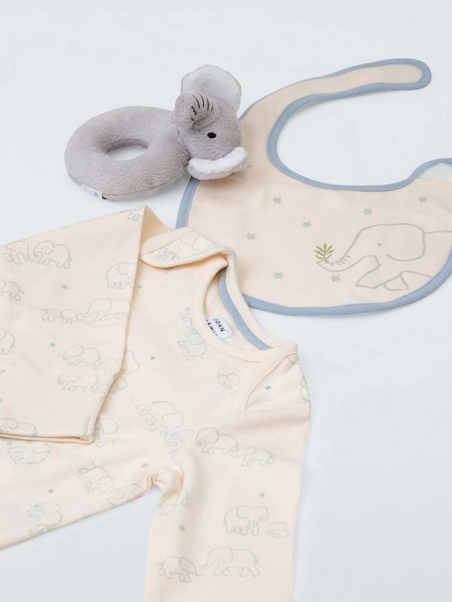 Комбинезон для сна с детским слоненком John Lewis, Bib and Elephant Toy Gift Set — фото 2