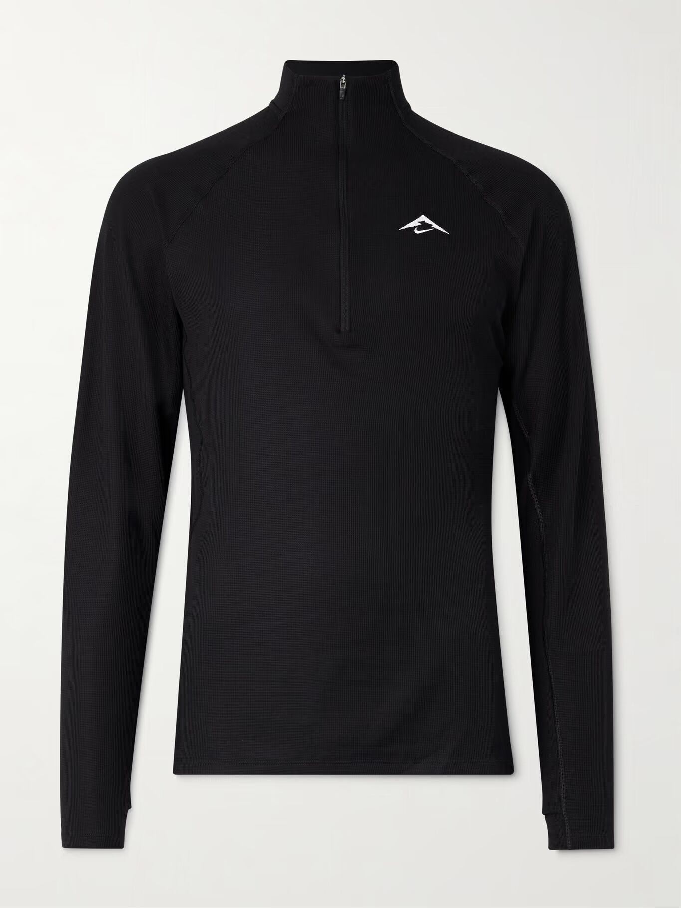 

Топ облегающего кроя с вышитым логотипом из вафельной вязки Dri-FIT на молнии до половины длины NIKE RUNNING, черный