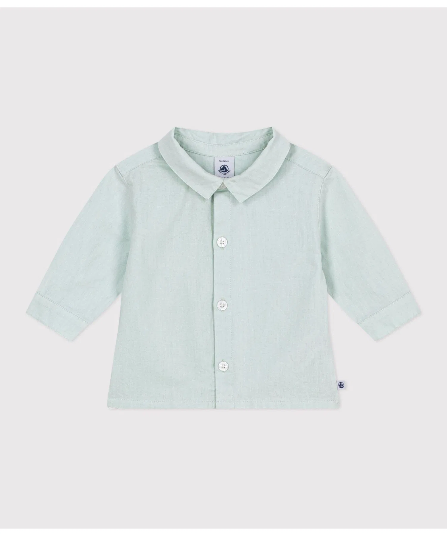Детская хлопково-льняная рубашка PETIT BATEAU с длинным рукавом — фото 4