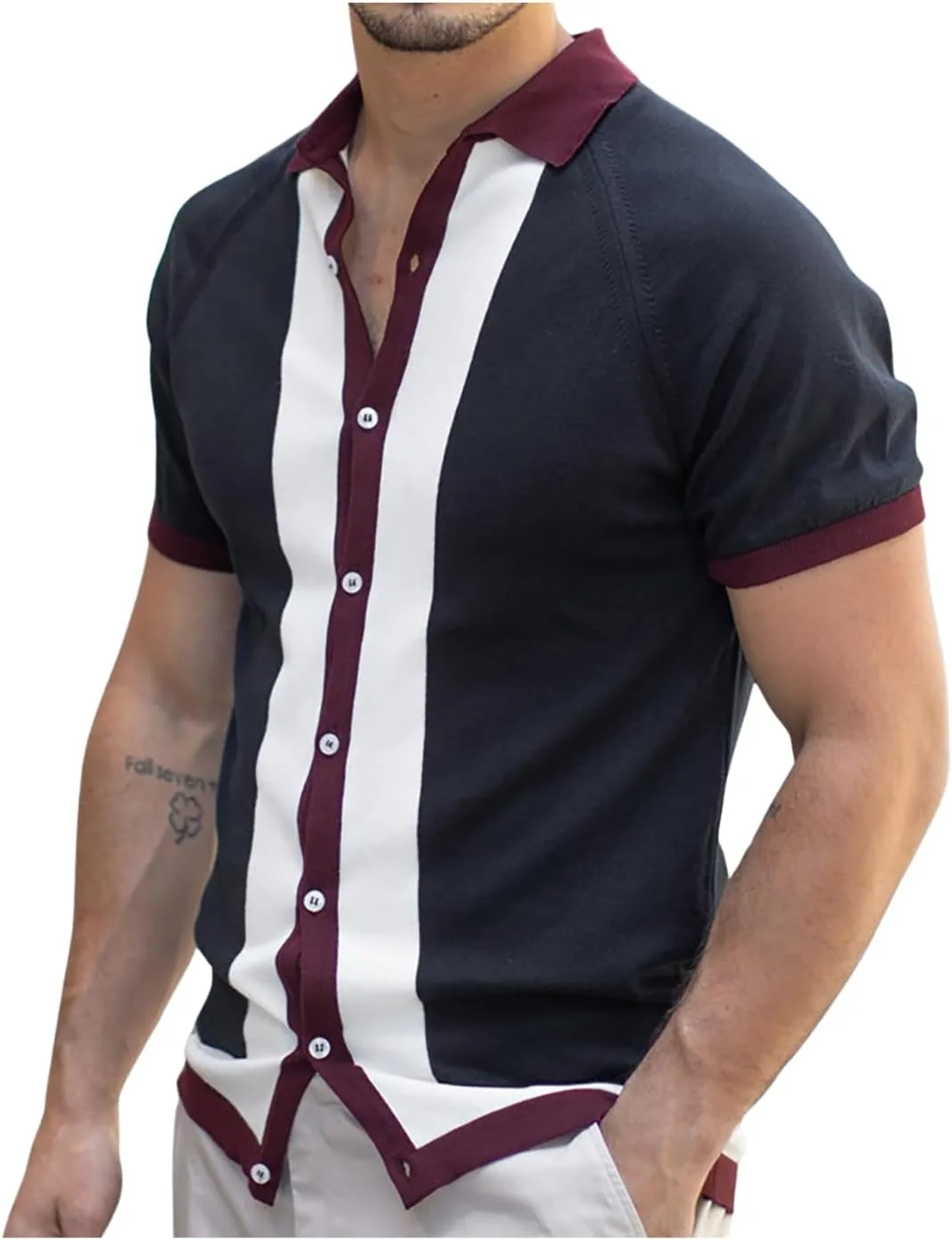

Мужская футболка Casual с коротким рукавом, вязаная, дышащая, в вертикальную полоску Uillui