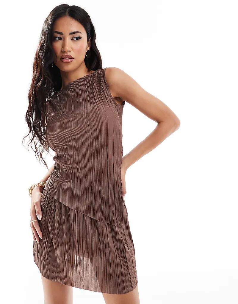 

Мини-юбка со средней посадкой и плиссировкой ASOS DESIGN светло-коричневого цвета