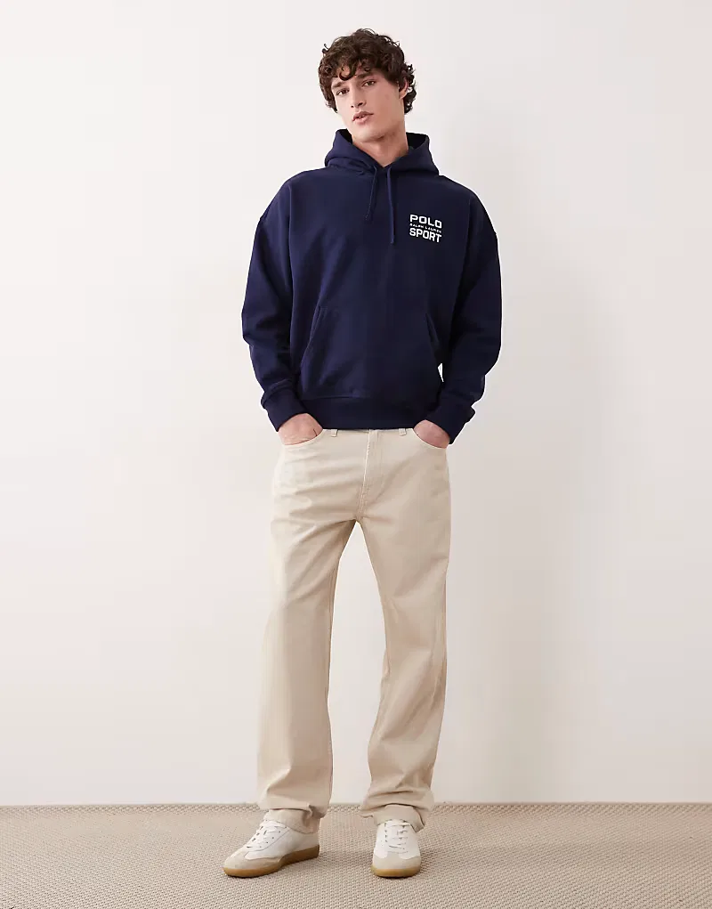 Толстовка Polo Ralph Lauren Sport свободного кроя с принтом на спине, темно-синий — фото 3