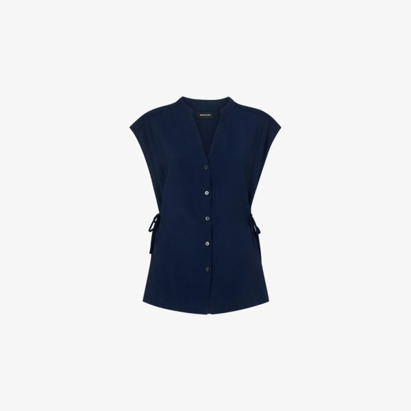 

Рубашка Button-down Whistles из ткани с завязками по бокам и пуговицами, синий