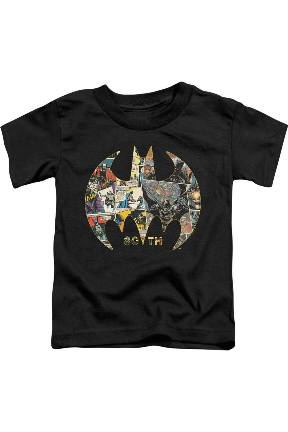 

Футболка с принтом щита Batman 80th для малышей Gildan, черный