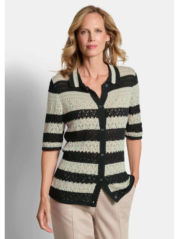 

GOLDNER Ажурный кардиган в морском стиле, цвет песочный/черный/с узором