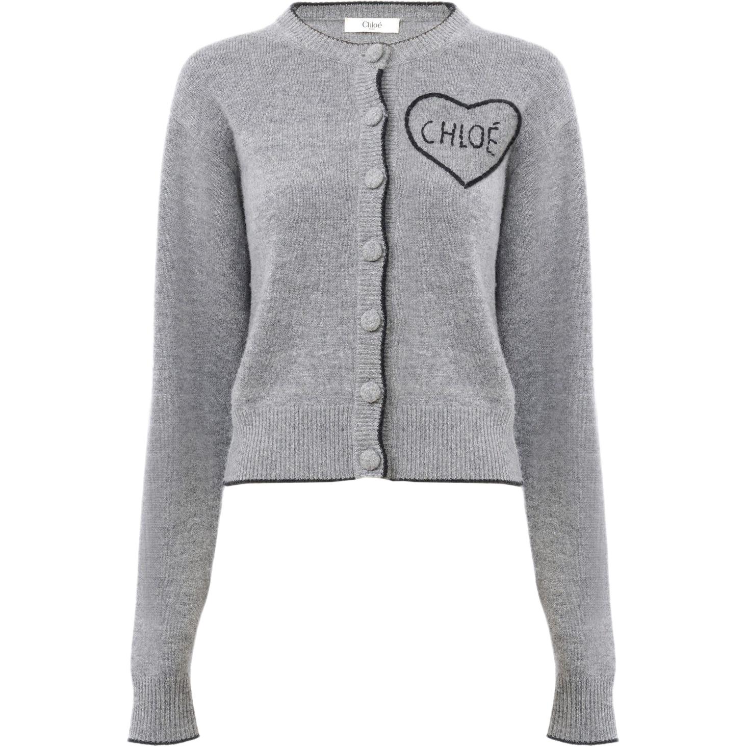 

Кардиган из шерсти с аппликацией в виде сердца Chloé, серый