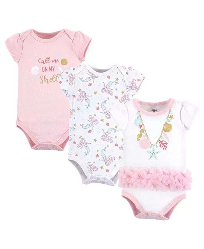 

Хлопковые боди для новорожденных девочек Treasure Baby, 3 шт., Морские ракушки Little Treasure, мультиколор