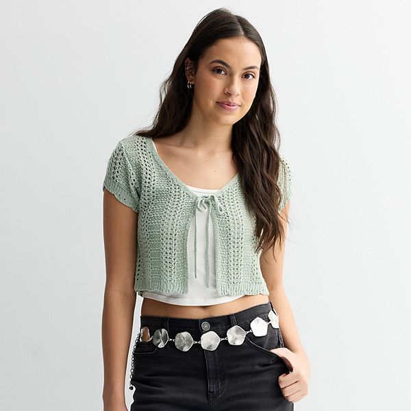 

Кардиган с коротким рукавом и завязкой спереди для подростков Pink Rose, Sea Glass