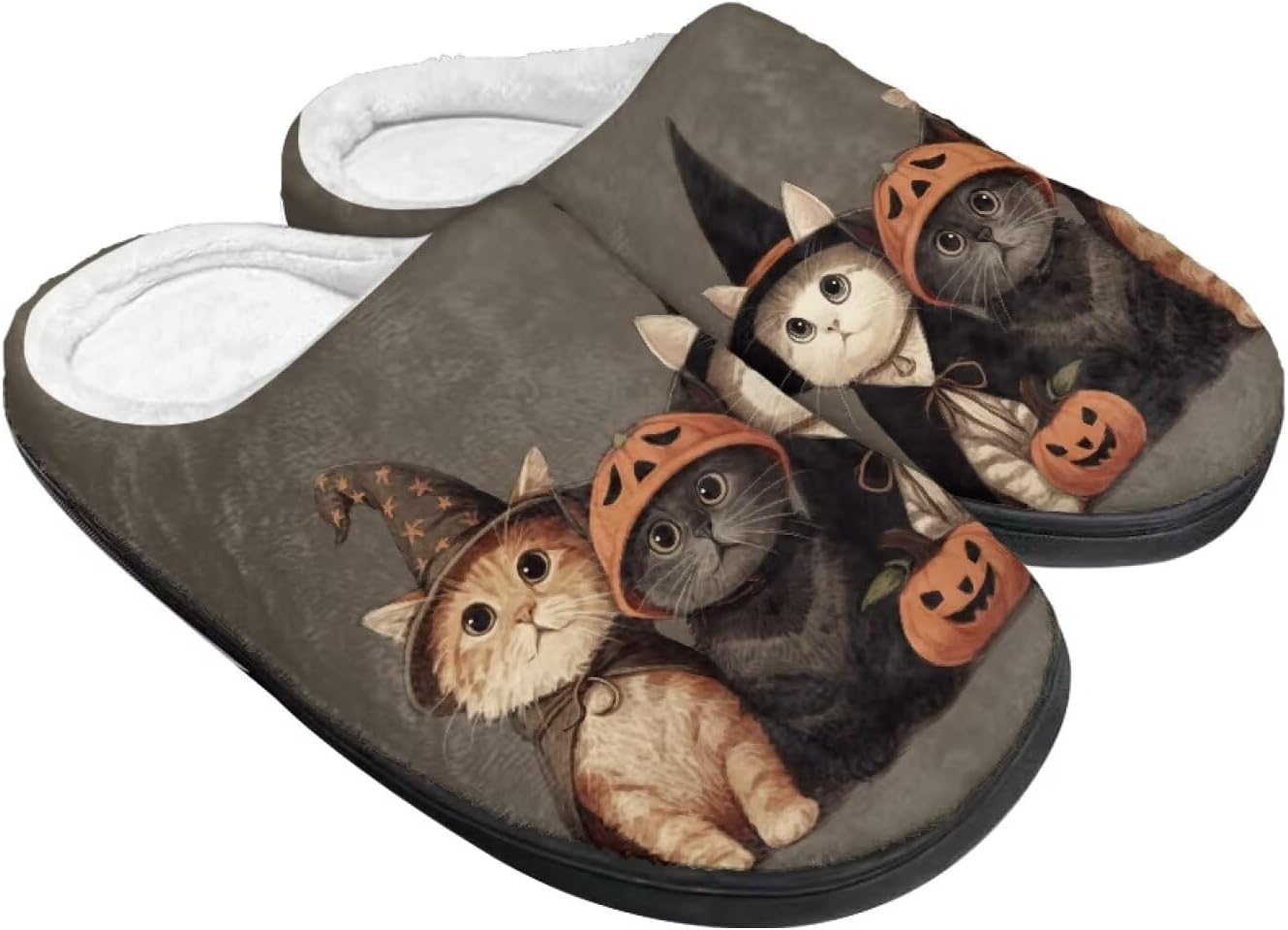 

Теплые тапочки для пары и семьи на осень и зиму для дома с нескользящей мягкой подошвой, обувь для женщин и мужчин, Хэллоуин Giftpuzz, Cats Halloween Costumes