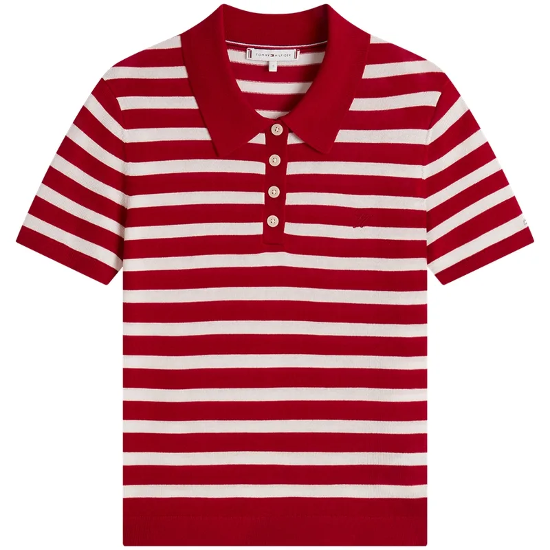 Поло в полоску Tommy Hilfiger, Red White Stripes 04W